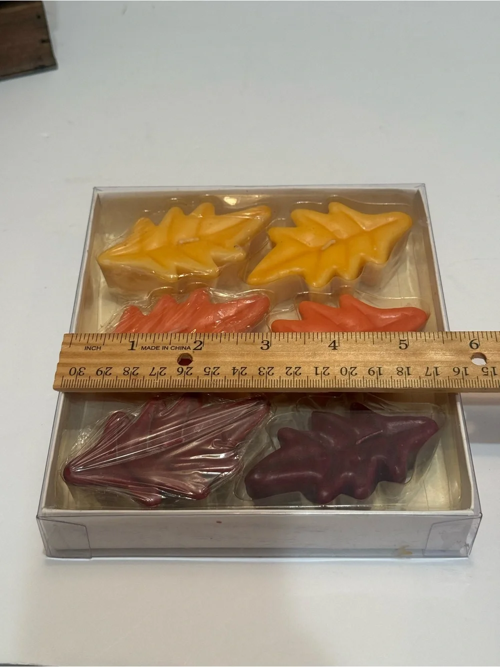 Vintage Hallmark Autumn Leaves Floating Candles Set of 6 Fall Thanksgiving NIB